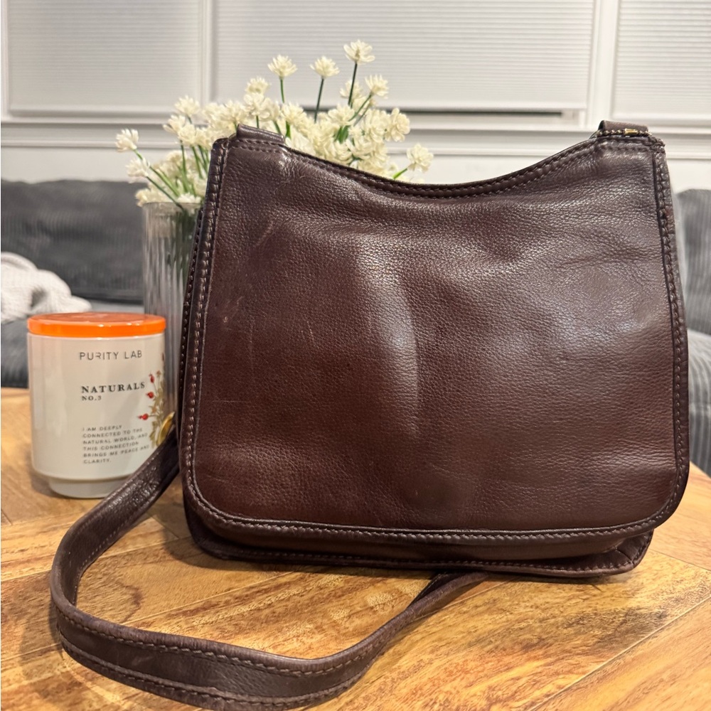 Fossil Dark Brown Leather Crossbody Bag